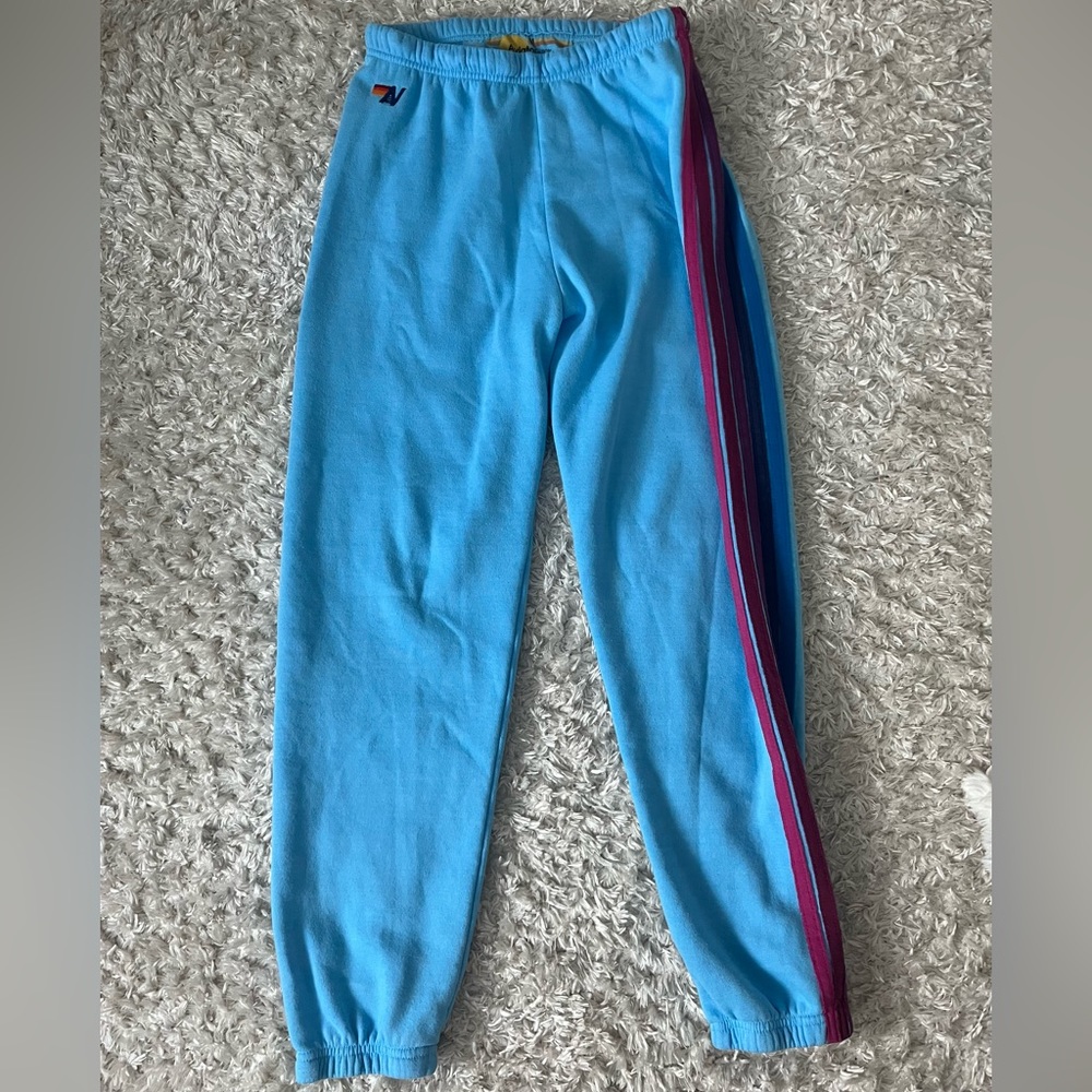 Aviator nation 5 stripe sweatpants medium sky pink/purple